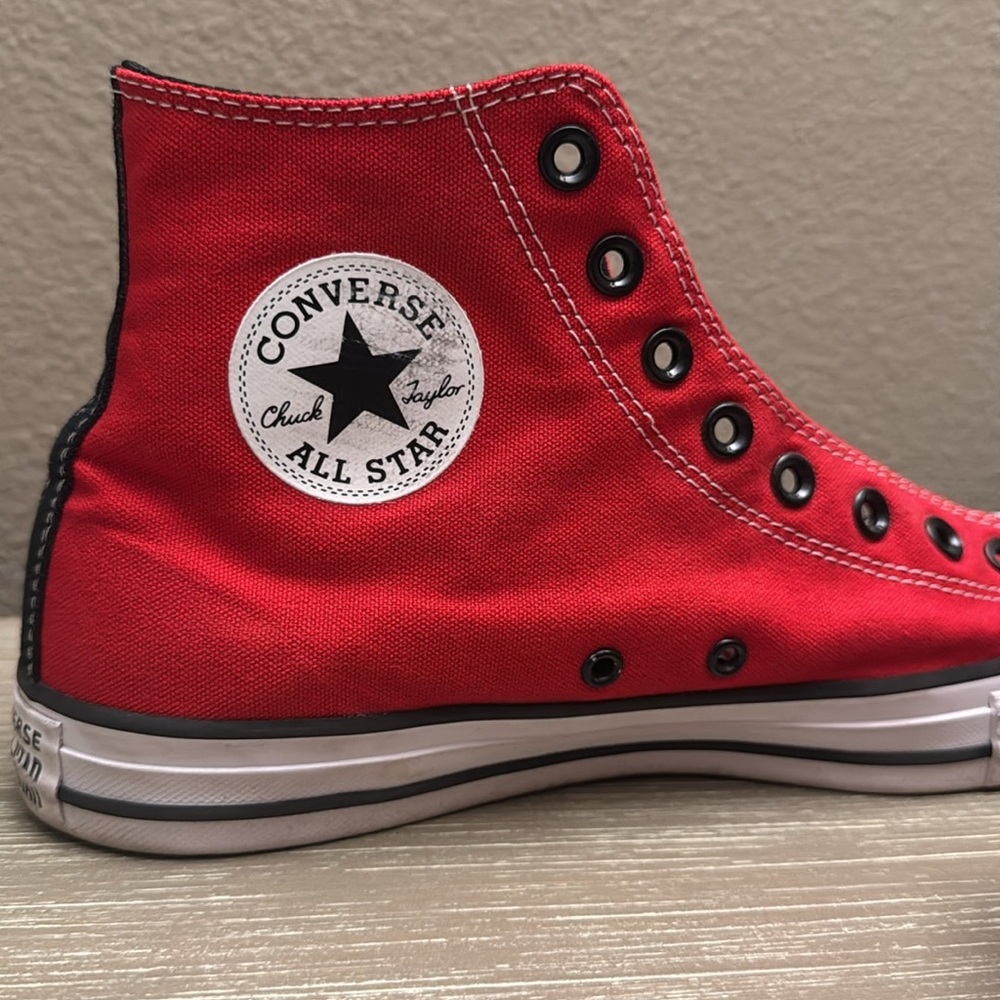 Converse - Custom Red And Black Shoe Missing 1 La… - image 4